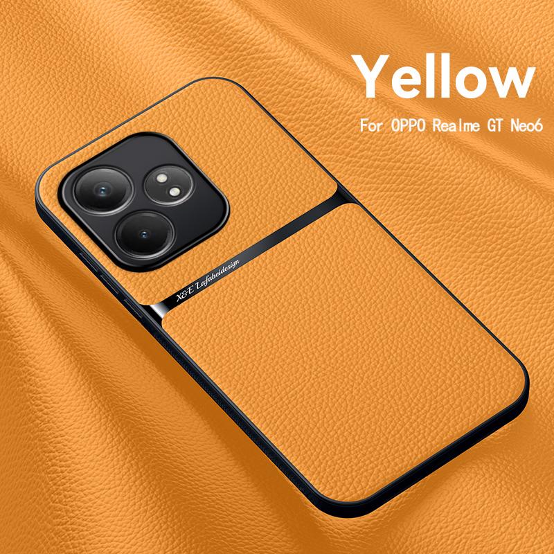 For OPPO Realme GT Neo 6 GT Neo 6se GT 6 Leather Texture Built-in Magnetic TPU Soft Edge Anti-drop Anti-fingerprint Phone Case