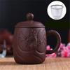 Hi fialová hlína reliéfní dračí šálky na čaj Retro hrnek na čaj s víčkem a infuzérem Ručně vyrobený šálek na vodu Nádobí na pití