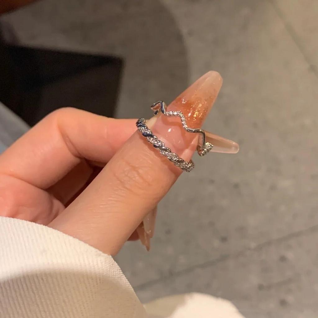 Anello Viso Sorridente Brillantinato Versatile Personalità Carina Divertente Brutto Carino Design di Tendenza di Nicchia Anello Aperto Femminile