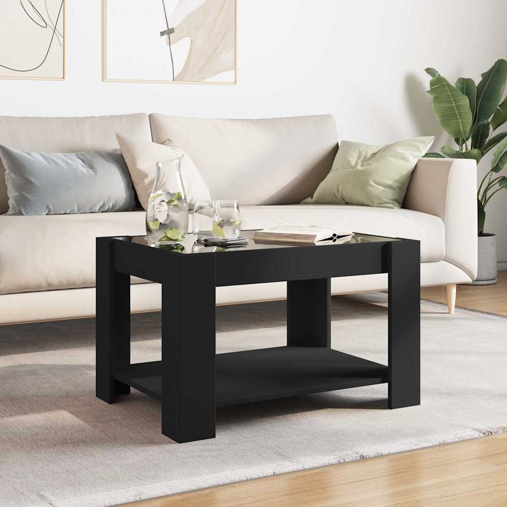 LED Coffee Table Black 73 x 53 x 45 cm Particleboard