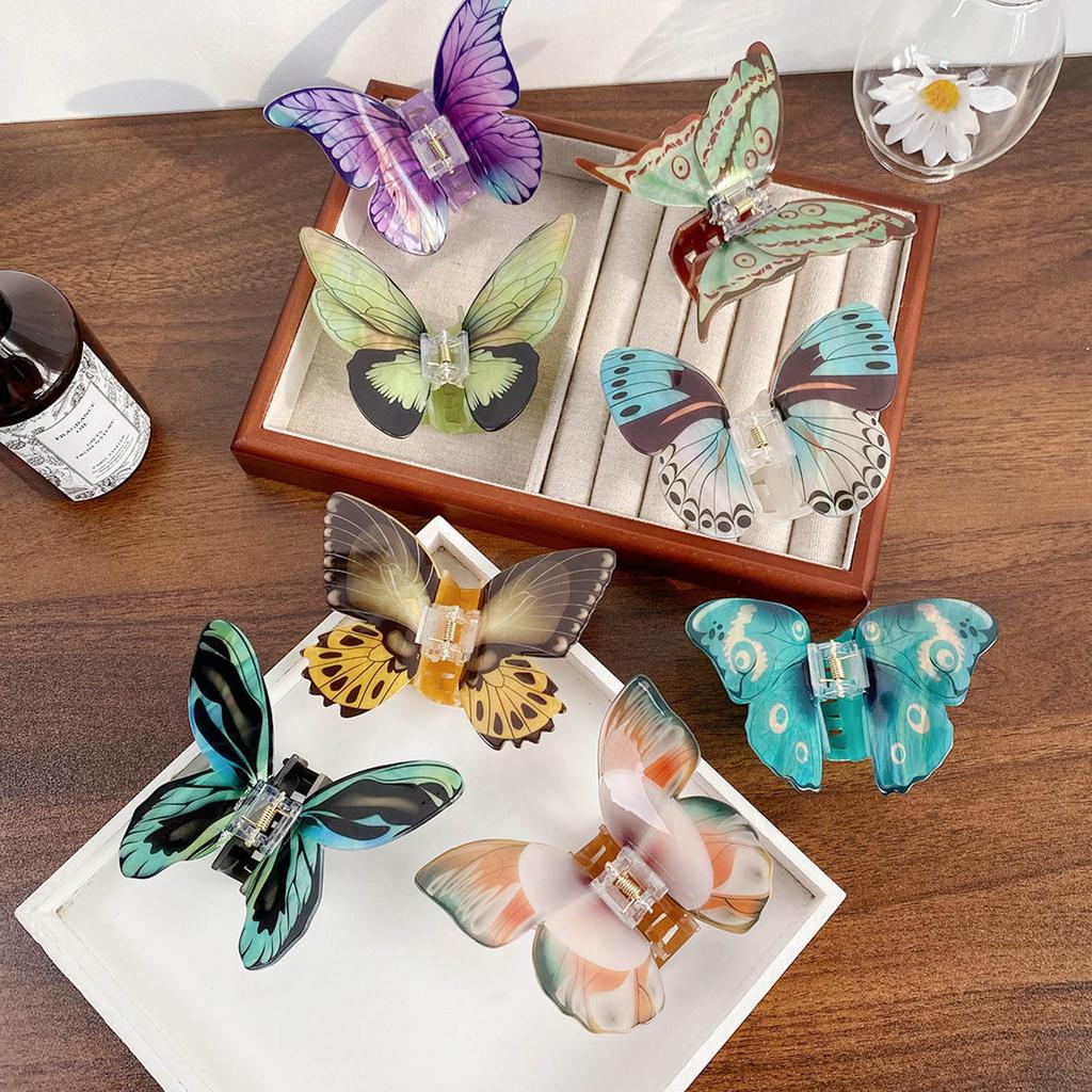 Simulation Butterfly Hair Clip Elegant Hair Claw Barrette Acrylic Hair Accessory for Girls Spring Clamp Hair Accessory