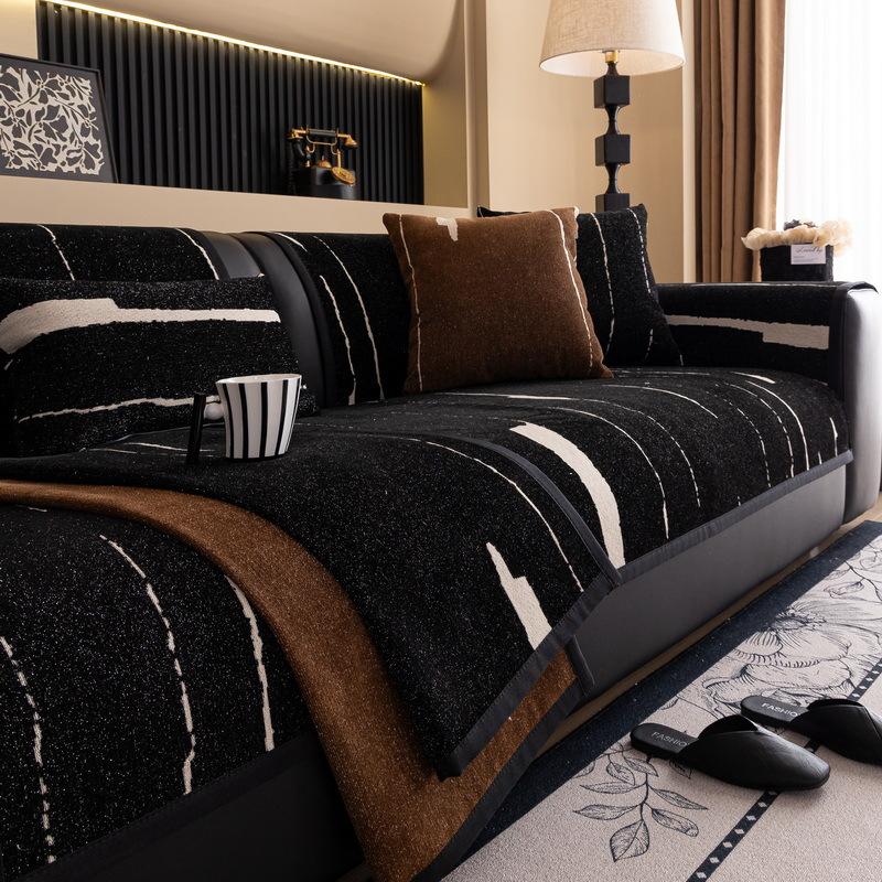 Sofa Cushion Universal In All Seasons New Light Luxury High-End Seat Cushion Chenille Non-Slip Leather Sofa Cover Cover Cloth