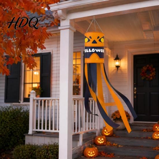 Festive Halloween Banner 39 Inch Windsock Flag Cartoon Ghost Flag Windsock Waterproof Hanging Door Decoration Ornament
