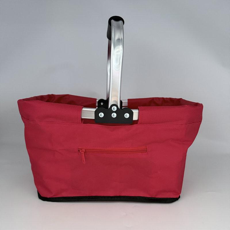 Portable Folding Picnic Basket with Multicolor Metal Handle - Large Capacity for Shopping and Outdoor Use