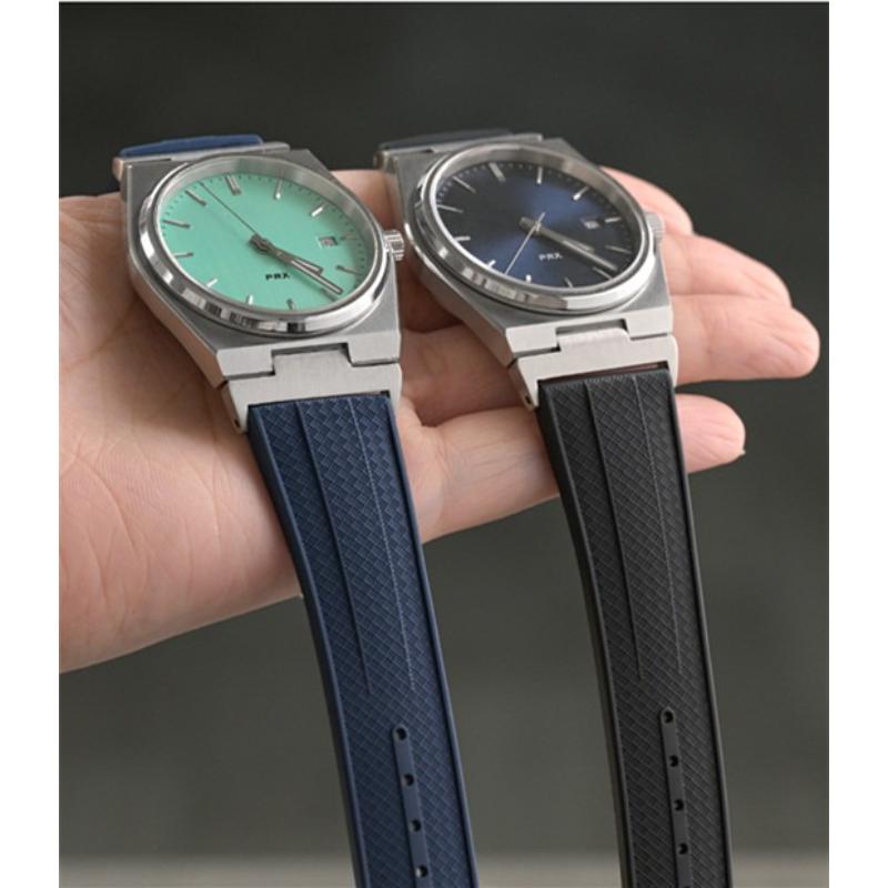 Fluoro Rubber Strap for Tissot PRX Powermatic 40mm Stainless Steel Buckle Men FKM Sport Waterproof Quick Release Watch Band 12mm