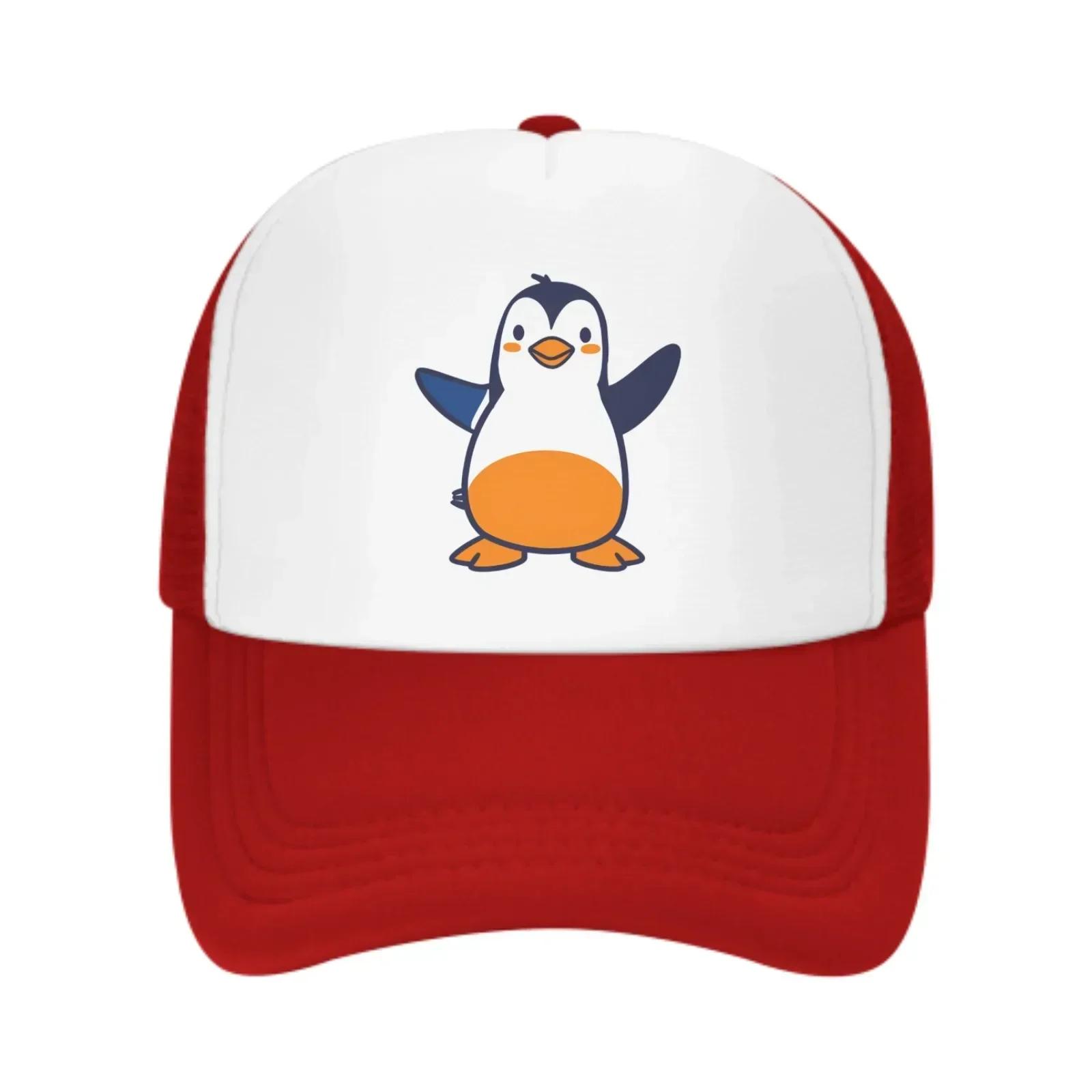 

Cartoon Penguin Spring Summer Leisure Sports Daily Sun Hat Fishing Outdoor Unisexs and Womens Truck Caps Fashion Casquette One Size