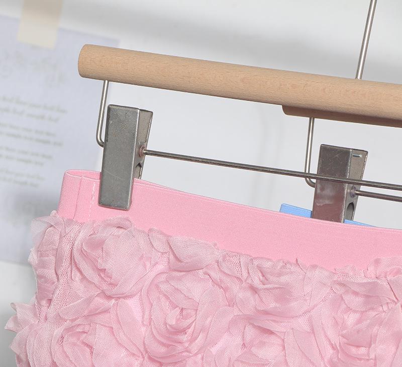 3D Rose Midi Tulle Skirt - Fluffy, Elastic High Waist, Slimming, Versatile A-line for Women