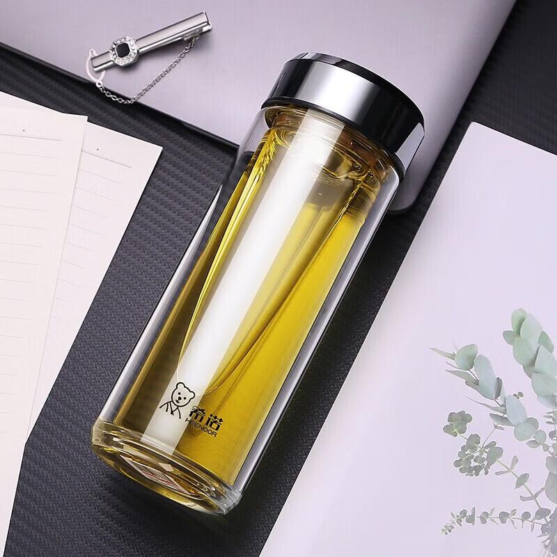 Heenoor 390ml Double Wall Glass Tea Infuser Bottle