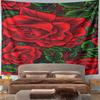Red Roses with Green Leaves Pattern Pattern Wall Hanging Tapestry Decorative Tapestry Home Decor for Bedroom and Living Room