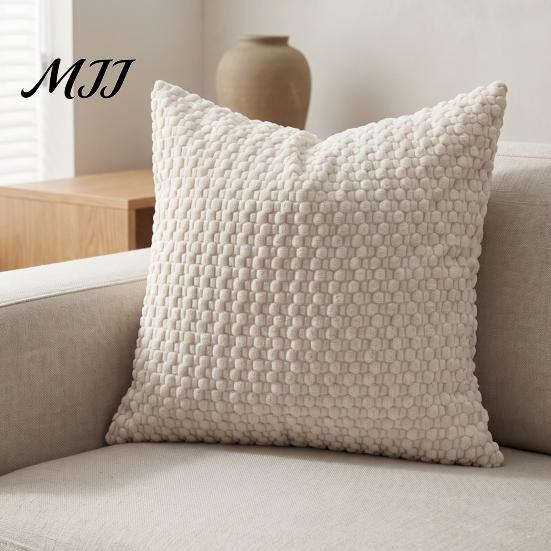 Invisible Zipper Pillow Protector Bubble Corduroy Throw Pillowcase, Decorative Square Cushion Cover, Soft Skin Friendly Bedside Pillows Textured Cover
