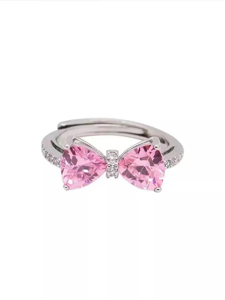 

Открытое кольцо-бант розовый