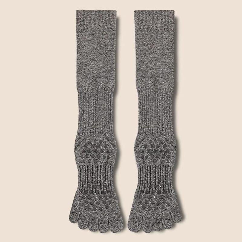 

Long Yoga Socks Non Slip Professional Women Toe Socks Pilates Socks Room Socks Adult Yoga Non-Slip Socks Hemp Gray-calf