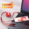 For VW 3In1 Retractable 100W Fast Charge Cable For iPhone USB Type C/Micro For Volkswagen VW R-line GTI R Polo Golf Passat Tig