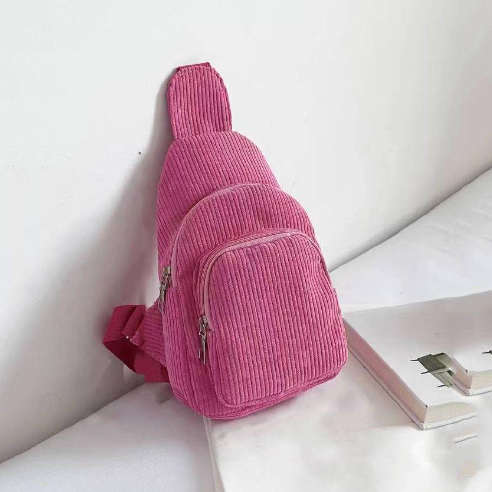 Schultasche Cord Brusttasche Einfarbig Hüfttasche Lässige Cord Umhängetasche Kinder