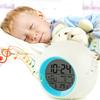 Multicolor LED Nightlight Alarm Clock with Calendar Temperature Display Battery Operated Round Shape Bedroom Essential