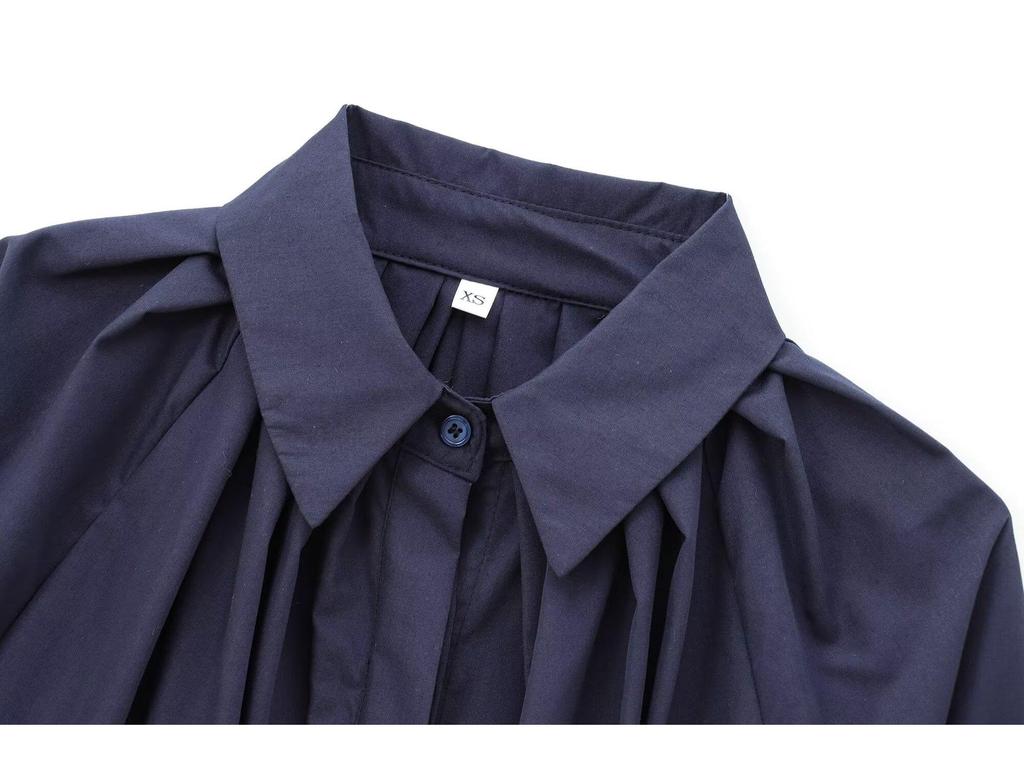 2024 Autumn/Winter Women's European & American Style Long Sleeve Poplin Loose Casual Top