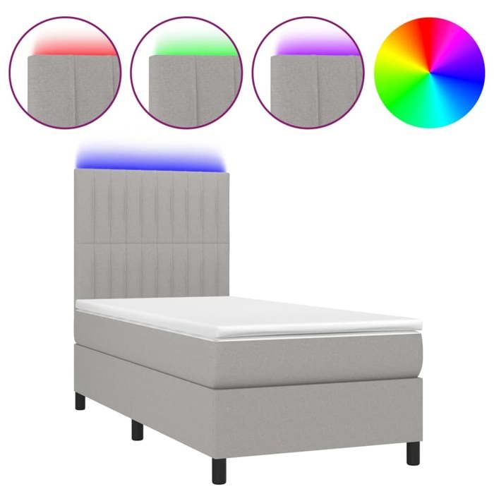 VidaXL Slat Bed Base with Mattress and LED, Upholstered Bed, Single Bed, Adult Bed for Interior Bedroom, 3135005