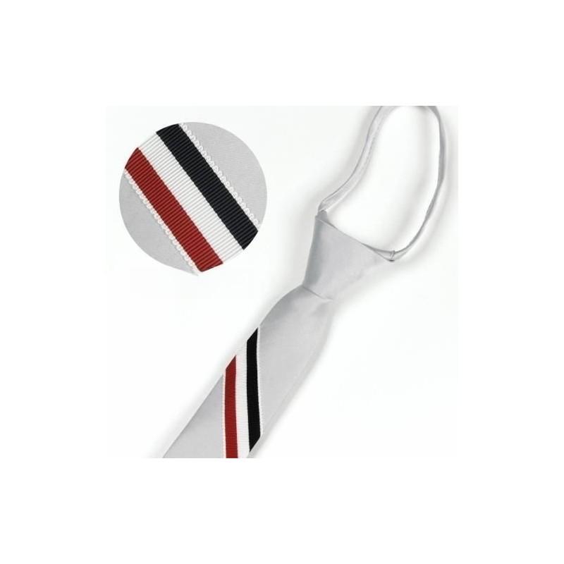 Tiger Head Embroidered Neck Tie For Kids With Striped Wool Material For School Or Casual Wear