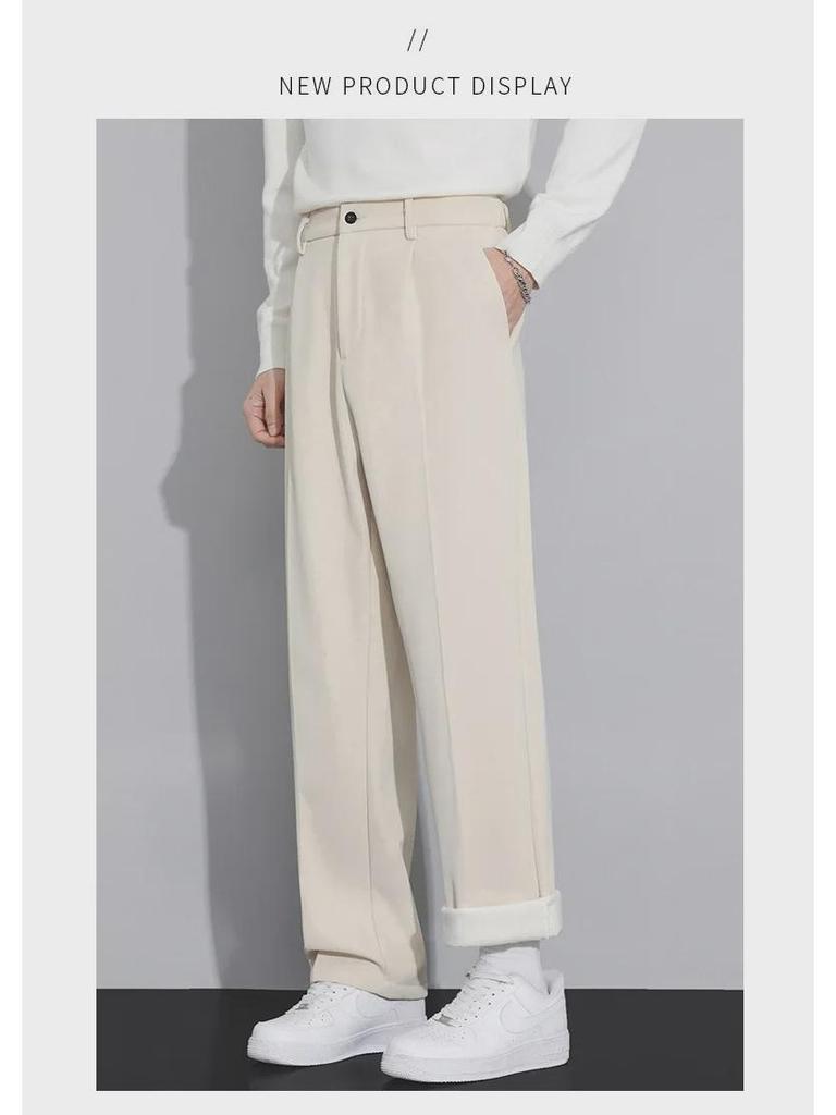 Men's Summer Loose Wide-Leg Drape Trousers - Casual, Trendy Straight Fit