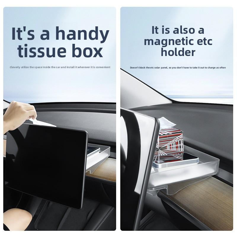 Car Sticker For Tesla 3 Y Juniper Highland 2025 2026 ETC Card Storage Box Ice Crystal Transparent Box Wholesale Car Accessories
