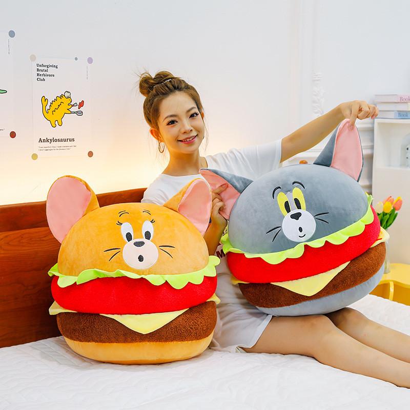 Tom Jerry And Giant Burger Plush Toy Creative Round Ball Kids Children Gift Doll
