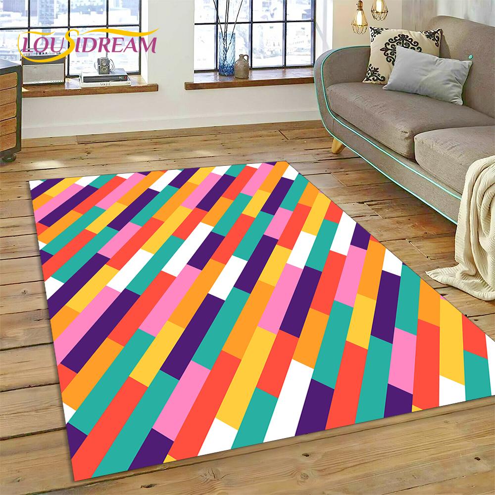 Rainbow 3D Colour Illusion Cartoon Rug Carpet for Living Room Bedroom Home Decor,Floor Mat Non-slip Decoration for Sofa Doormat