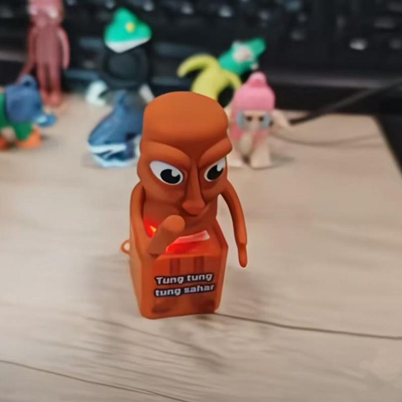 Creative Funny Tung Tung Sahur Italian Brainrot Wooden Parody Decompression Sound Toy Keychain Gift