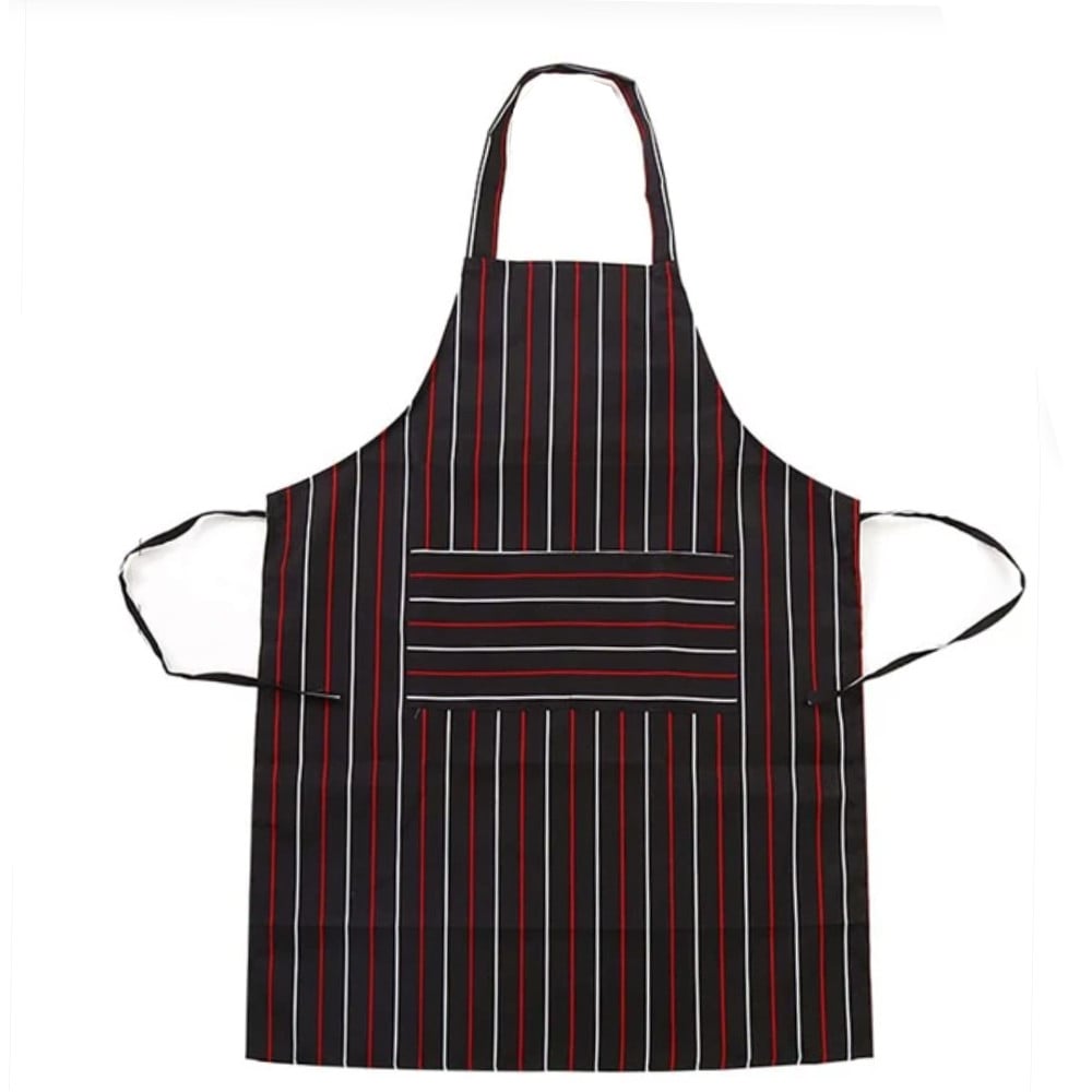 Pufo Simple Kitchen Cooking Apron Black Stripe Universal Size Stain-Resistant Waterproof Easy Clean