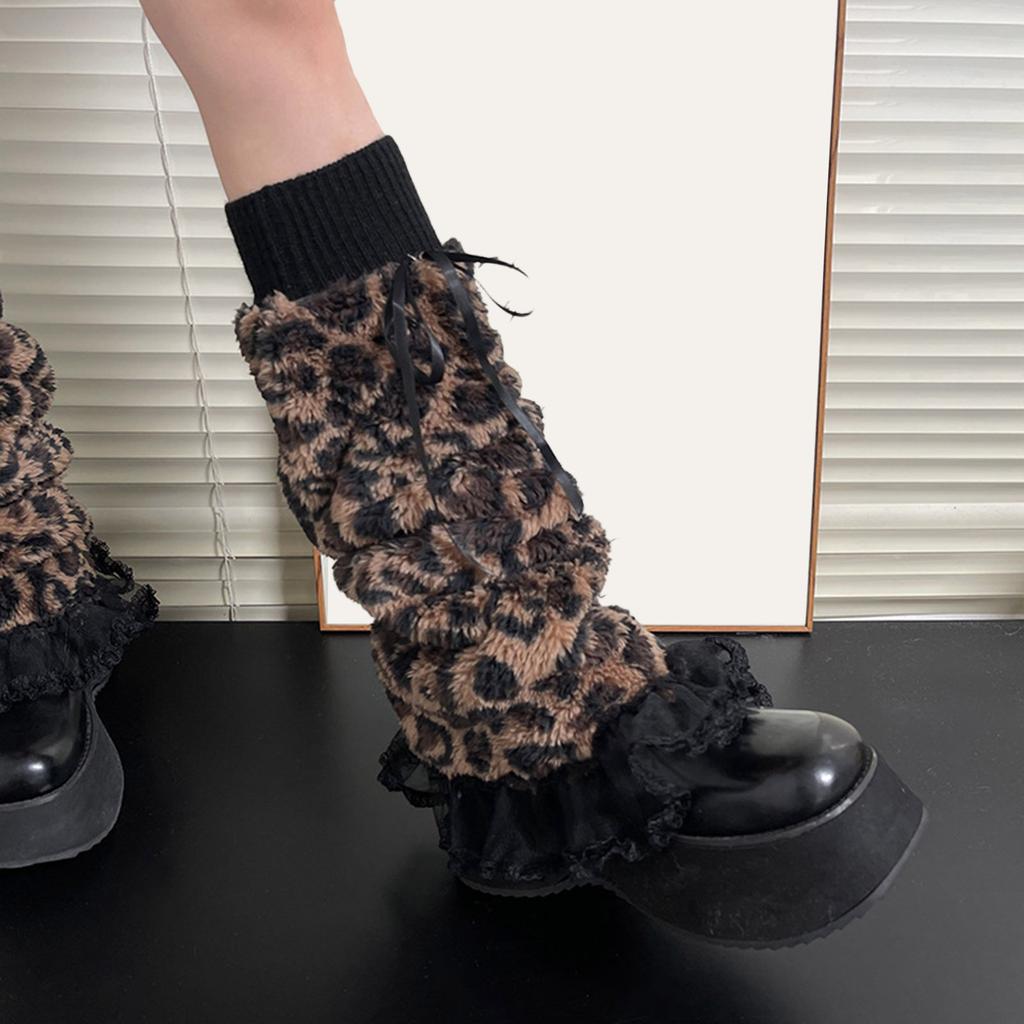 Women Furs Leg Warmer Winter Furry Long Boot Cuffs Fuzzy Shoe Cover Party Costume for Holiday Festival Performances Play