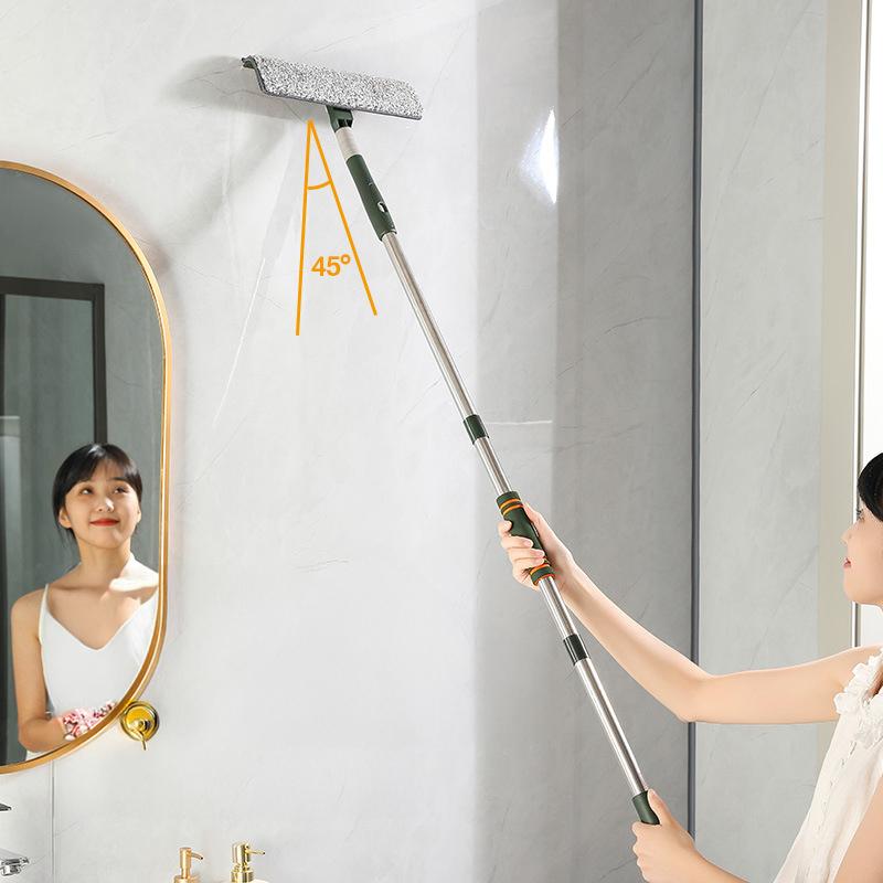 144/206CM Removable Window Cleaning Brush with Silicone Scraper Long Handle Clean Mop for Glass Floor Car Home Cleaning Tool