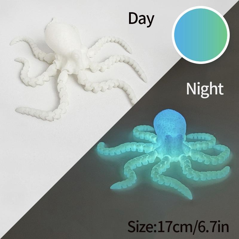 17cm 3D Printed Octopus Figurine with Flexible Joints Mini Octopus Model Full Body Movable Tentacle Fish Tank Landscape Ornament