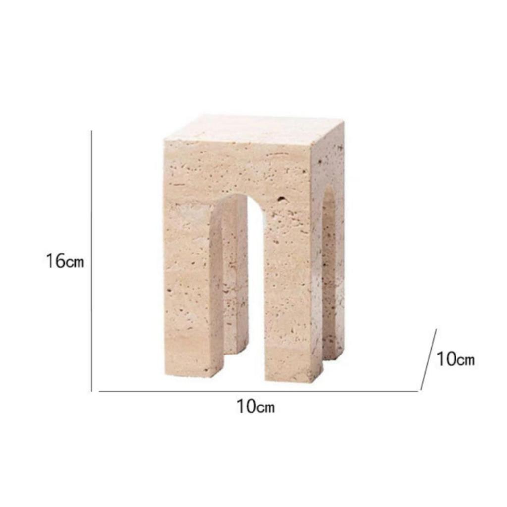 Geometric Resin Decor with Arched Cutouts Compact Arch Ornament StoneTextured Architectural