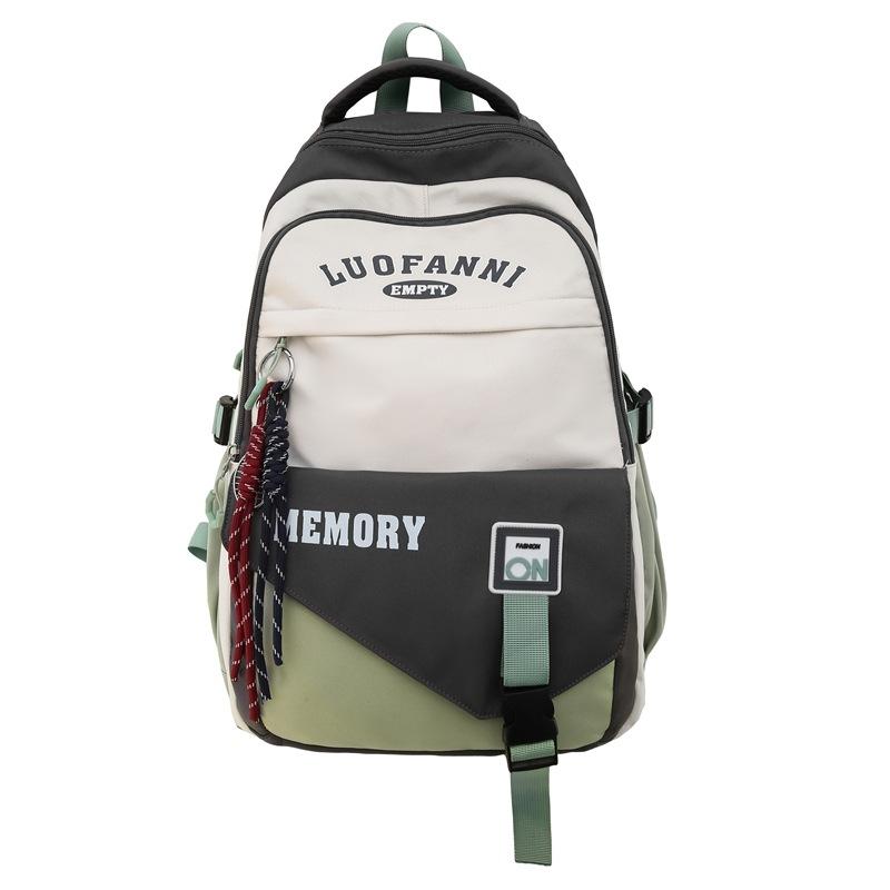 Schoolbag Korean Version Ins Contrasting Color Backpack Large Capacity Trendy Couple Leisure Bag Simple and Versatile Design Student Schoolbag