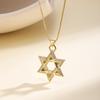 Nidin New Fashion Lucky Hexagonal Star Shape Evil Eye Pendant Necklace For Women Men Creative Design Clavicle Chain Jewelry Gift