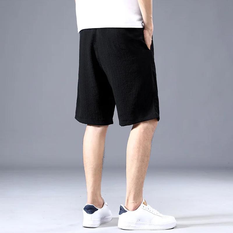 Lce Silk Shorts Men's Thin Sports Cropped Pants Loose Straight Leg Cool Breathable Fashion Trend Casual