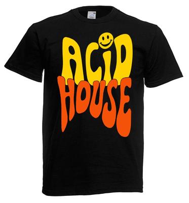 Adults Acid House Rave Dance Music Festival 80's 90's Unisex Black 100% Cotton T-shirt Mens Tees Top