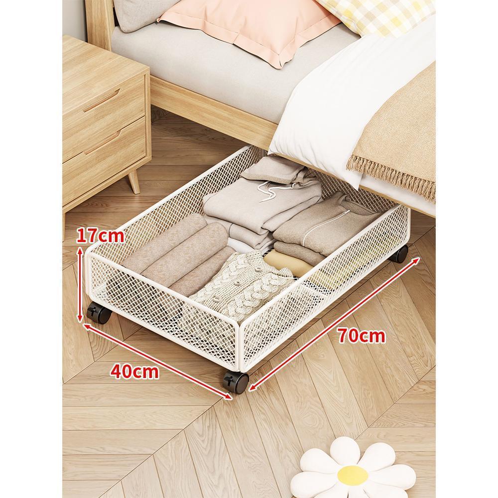 Scatola portaoggetti sottoletto con rotelle: Organizzatore Piatto a Cassetto per Vestiti e Altro