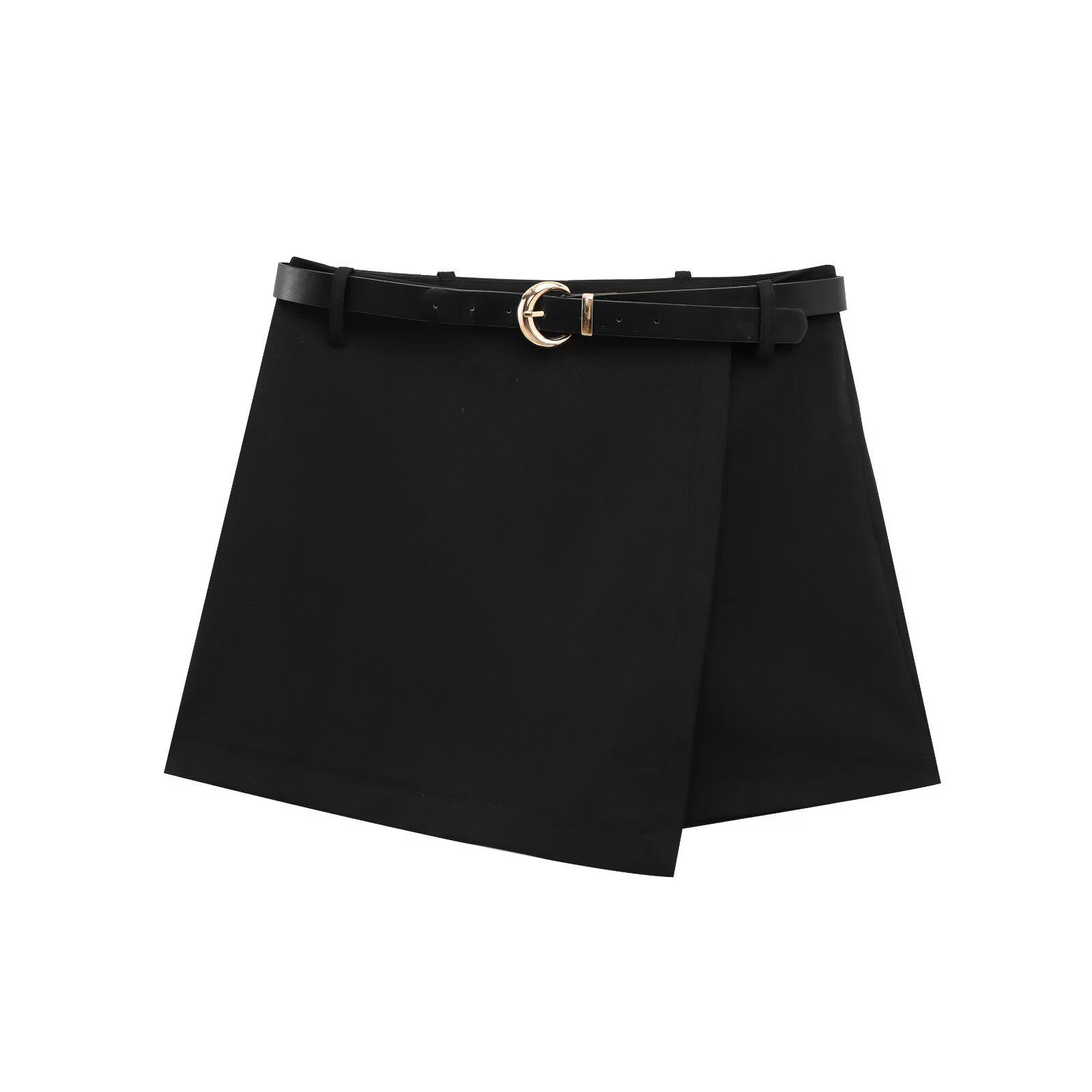 

Женская мода весна 2025: Кюлоты двубортные в европейском и американском стиле с поясом S чёрный