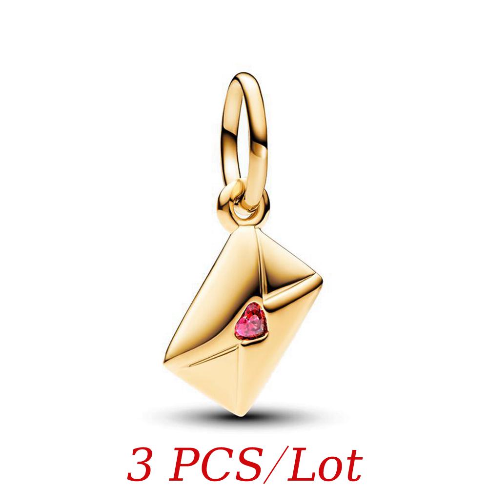 

Love Letter Envelope Charm Pan Bracelet DIY Jewelry Gift for Women Valentine Day Present Romantic Accessories Rose Red