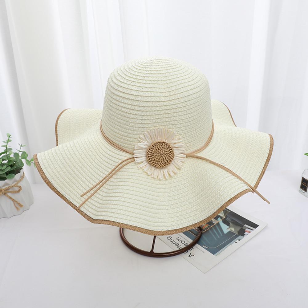 Wide Brim Bohemian Straw Hat Spring Summer Women's Sun Hat Trendy Folding Straw Hats  Vacation