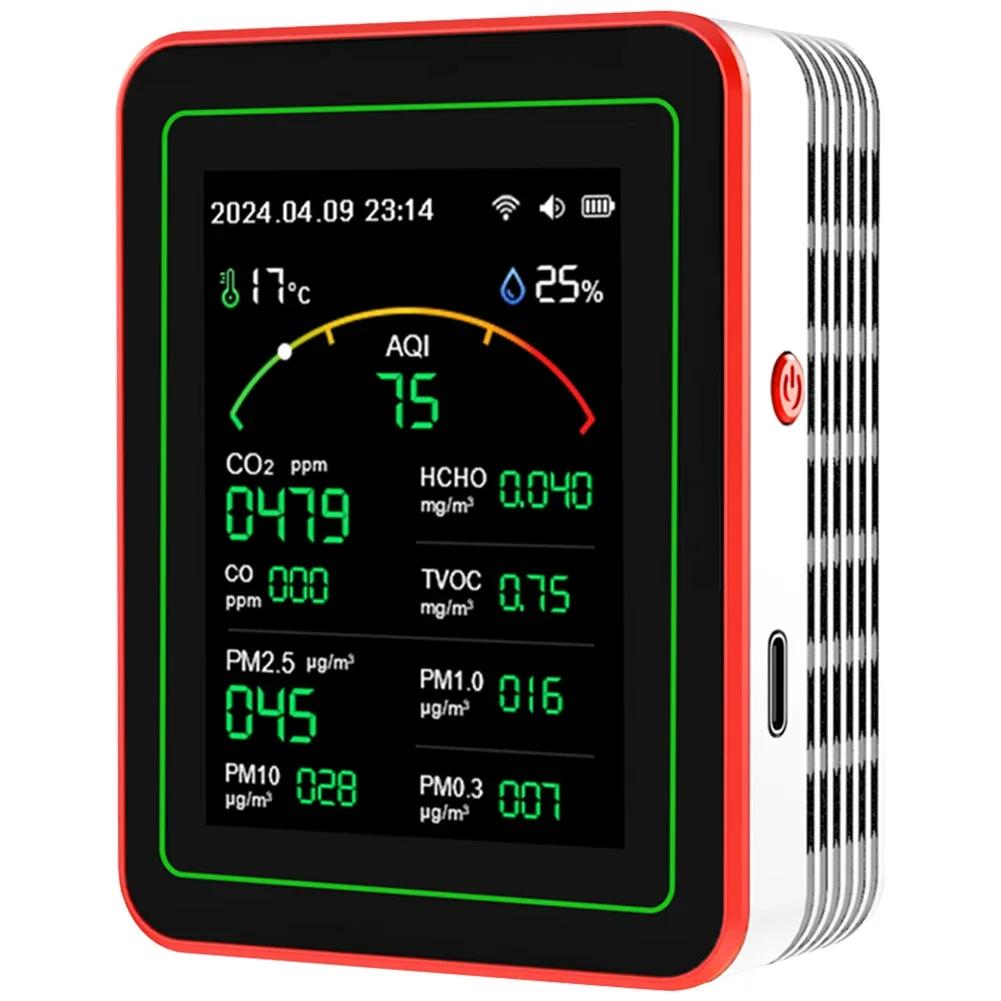WiFi 15-in-1 Air Quality Detector TFT Display Portable AQI PM0.3 PM1.0 PM2.5 PM10 Tester APP Control Temperature Humidity Meter