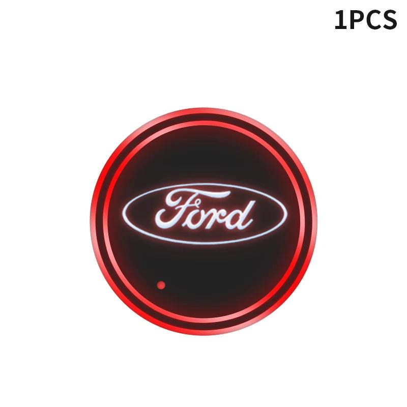Autoaufkleber Bunt Universell LED Auto Becherhalter RGB Licht Matte Pad Für Ford Fiesta Ranger Fusion Mondeo Mustang Transit Auto Ac
