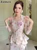 Spring Floral Sweet Elegant Long Sleeve Dress Set
