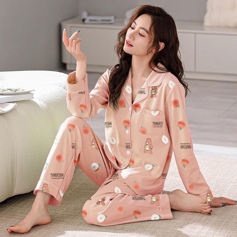 Damen Übergröße Langarm Pyjama Set - Frühling, Sommer, Herbst Homewear