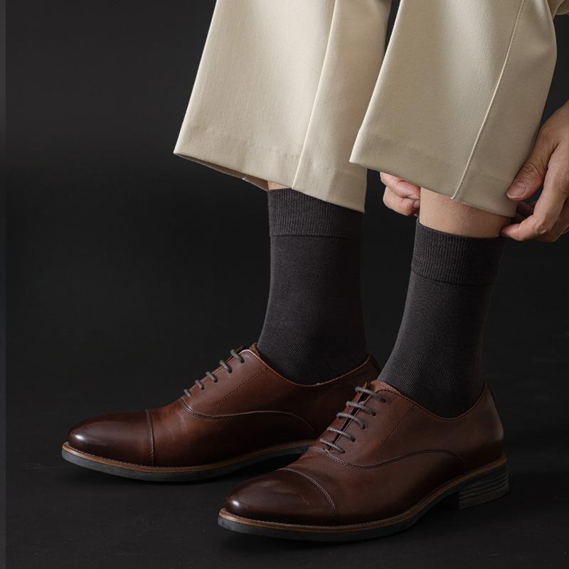 Mulberry Silk Socks for Men, Mid-calf Autumn Men's Business Socks, Antibacterial Long Stockings, Black Silk Socks for Men