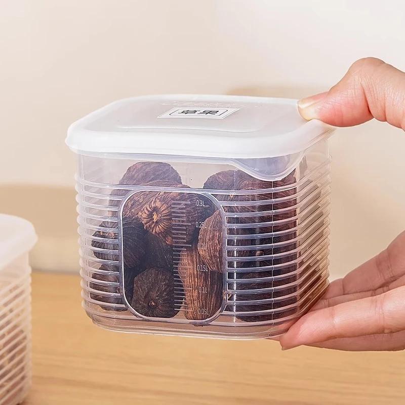 Food Storage Container 6 Grids Vegetable Fruit Fresh-keeping Box with Lid for Refrigerator Kitchen Spice Seasoning Storage Jar