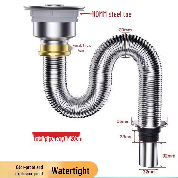 Stainless Steel Kitchen Sink Drainage Set with Leakproof Stopper (110)