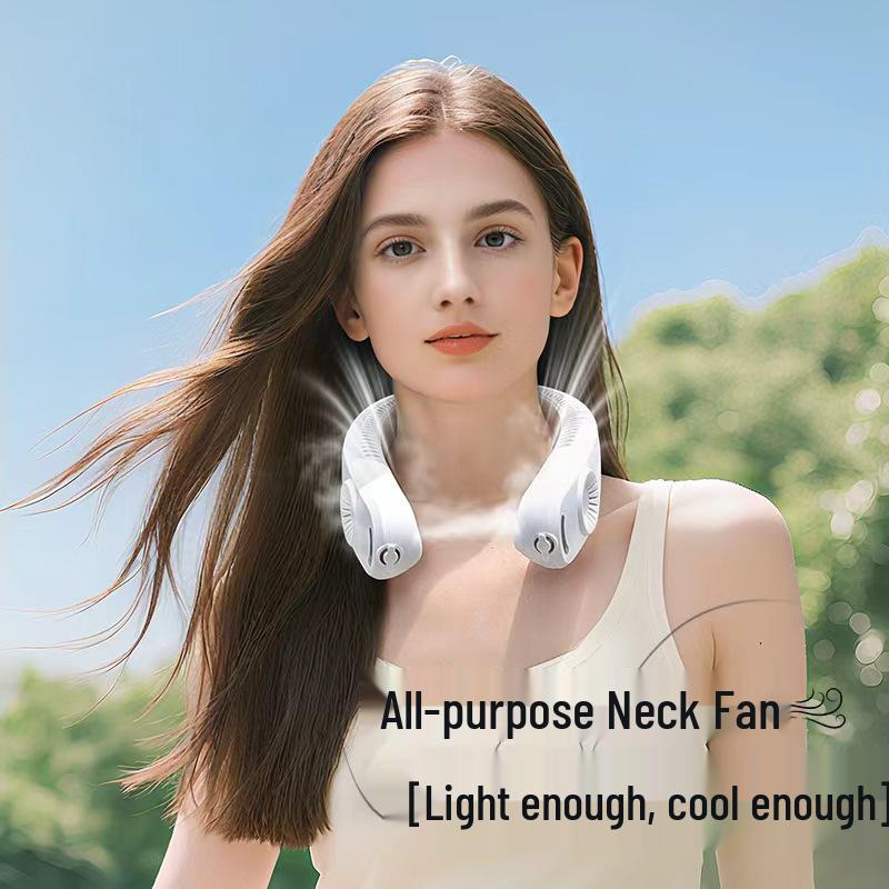 Portable USB Rechargeable Neck Fan - Silent, Powerful Cooling for Students