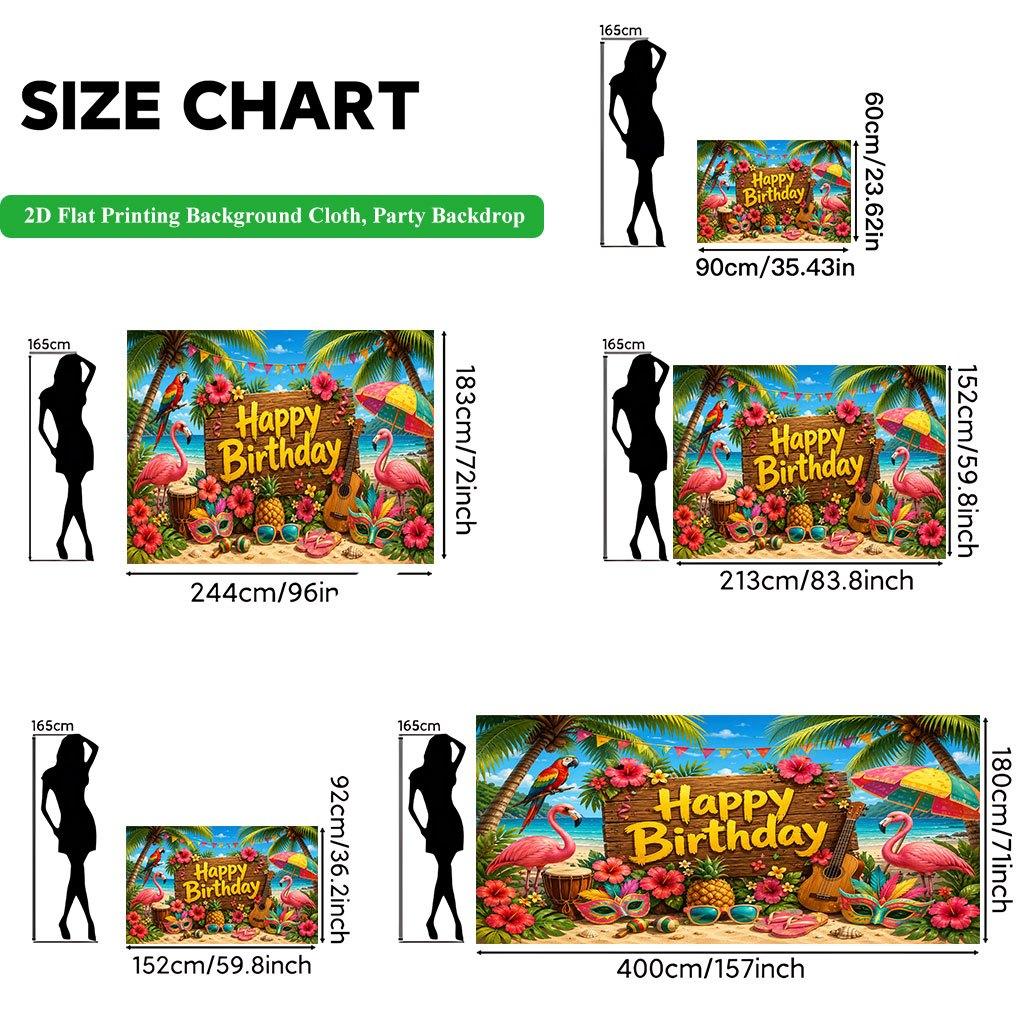 2D Flat Backdrop1pc Tropical Birthday Scene Backdrop Banner Polyester Wall Decor For Living Room Bedroom Office Outdoor Decor Holiday Gift