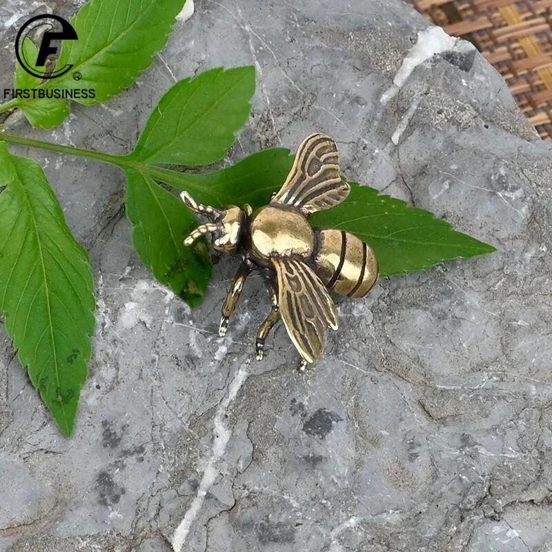 Чиста латунь Суцільна Металева Фігурка Бджоли Прикраса Креативна Антикварна Офісна Настільна Декорація Домашній Декор Аксесуари Мініатюри